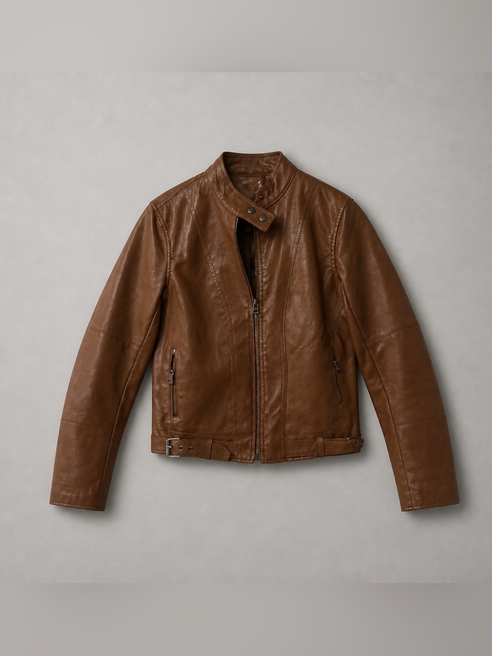 Maralyn & Me Women’s Brown Faux Leather Bomber Jacket S